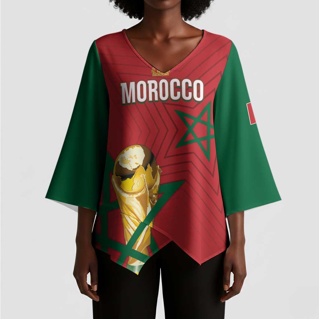 Morocco Football WC2026 Custom Kimono Sleeve Blouse Atlas Lions - Conquer The World - African Pride