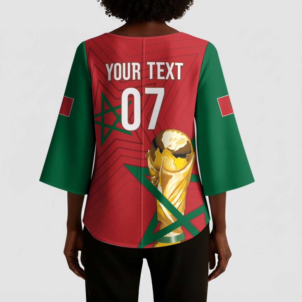 Morocco Football WC2026 Custom Kimono Sleeve Blouse Atlas Lions - Conquer The World - African Pride