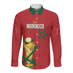 Morocco Football WC2026 Custom Long Sleeve Button Shirt Atlas Lions - Conquer The World - African Pride
