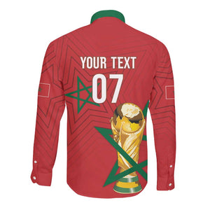 Morocco Football WC2026 Custom Long Sleeve Button Shirt Atlas Lions - Conquer The World - African Pride