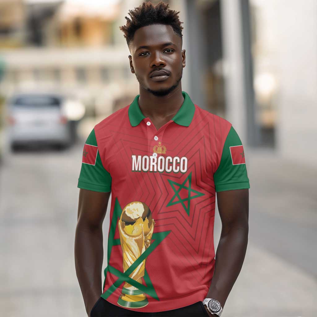 Morocco Football WC2026 Custom Polo Shirt Atlas Lions - Conquer The World LT7