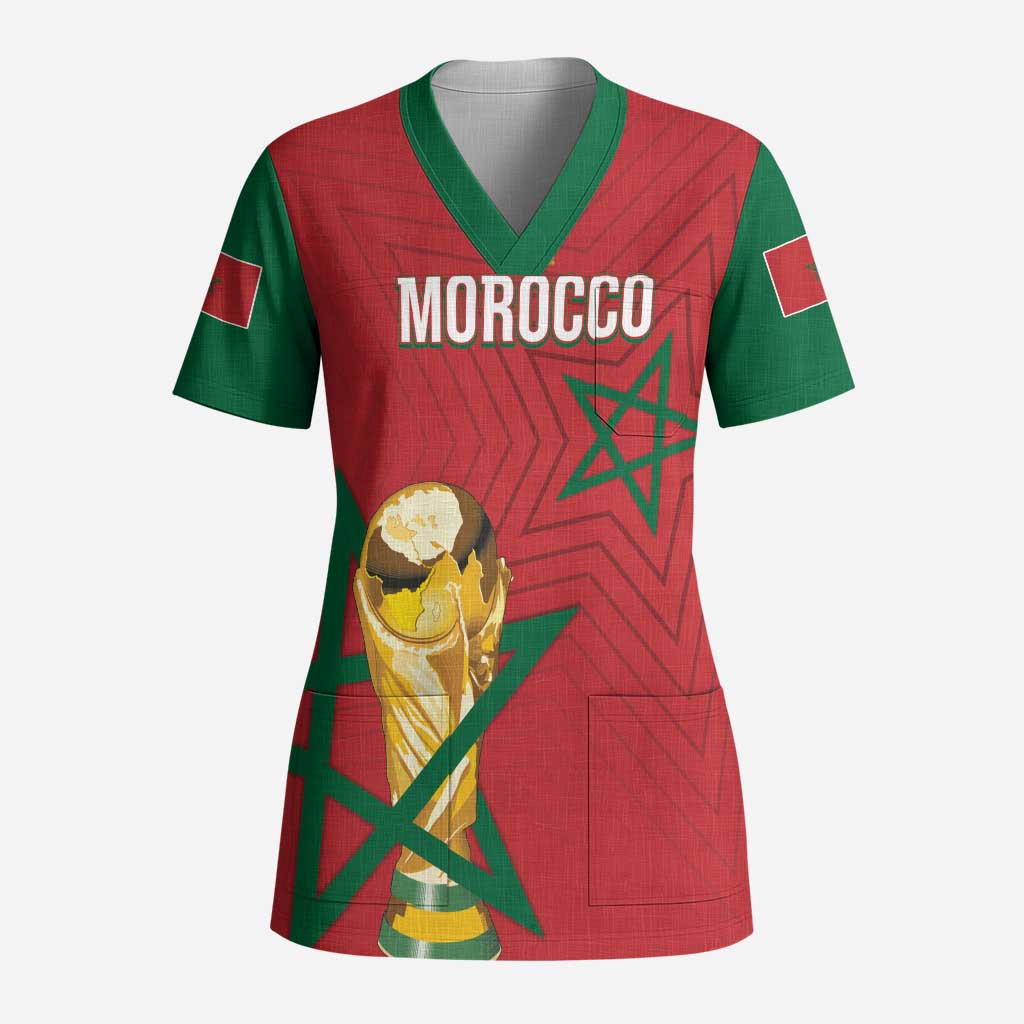 Morocco Football WC2026 Custom Scrub Top Atlas Lions - Conquer The World - African Pride