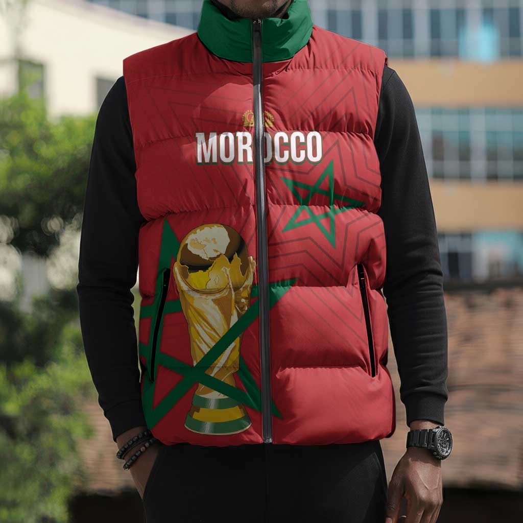 Morocco Football WC2026 Custom Sleeveless Puffer Jacket Atlas Lions - Conquer The World - African Pride
