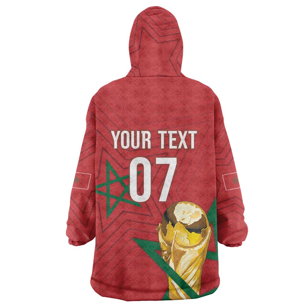 Morocco Football WC2026 Custom Wearable Blanket Hoodie Atlas Lions - Conquer The World - African Pride