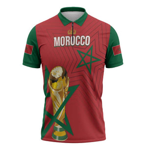 Morocco Football WC2026 Custom Zipper Polo Shirt Atlas Lions - Conquer The World - African Pride