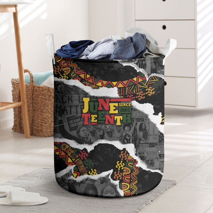 Juneteenth Freedom Day Grunge Ethnic Motif Laundry Basket Black History
