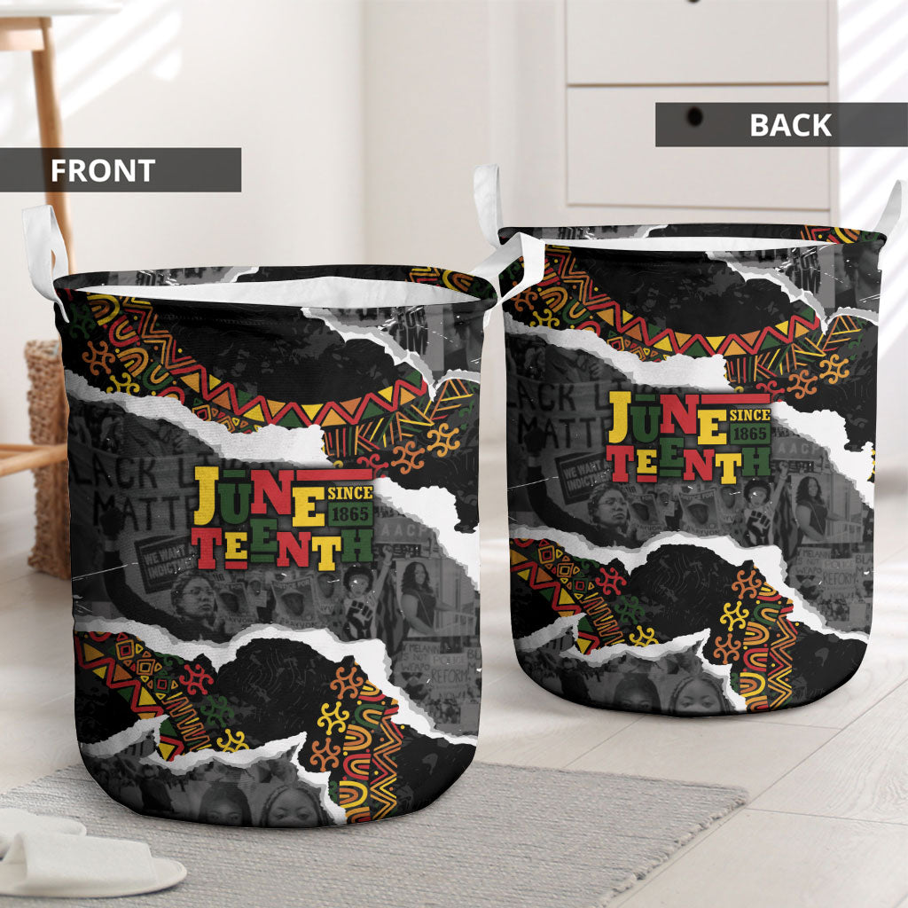 Juneteenth Freedom Day Grunge Ethnic Motif Laundry Basket Black History