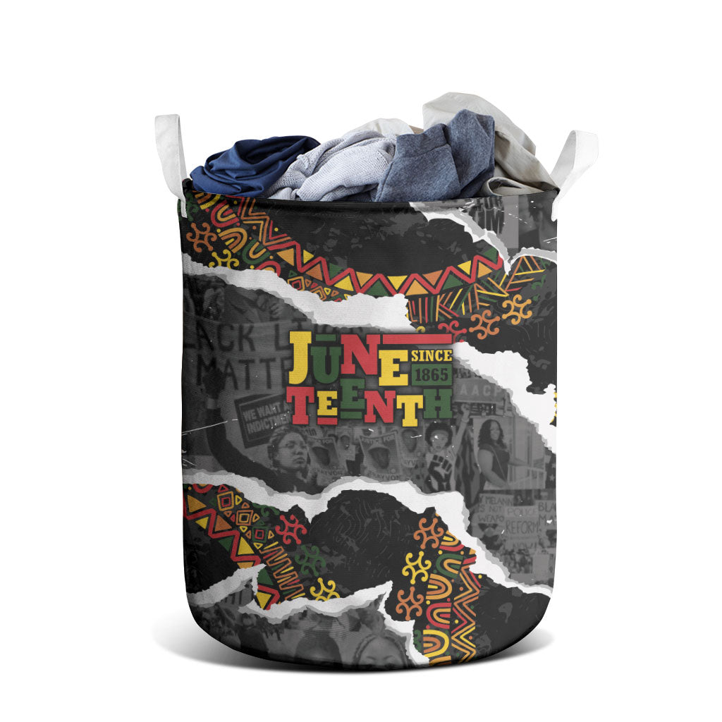 Juneteenth Freedom Day Grunge Ethnic Motif Laundry Basket Black History