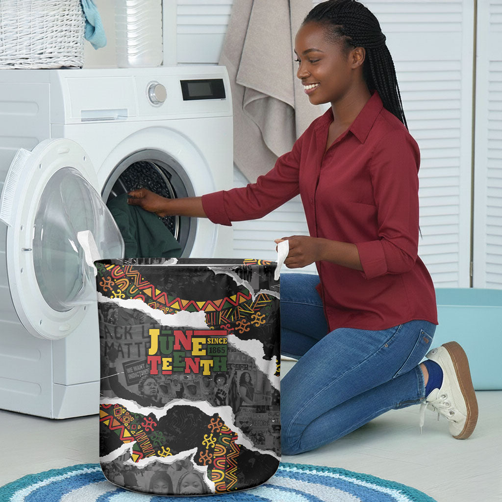 Juneteenth Freedom Day Grunge Ethnic Motif Laundry Basket Black History