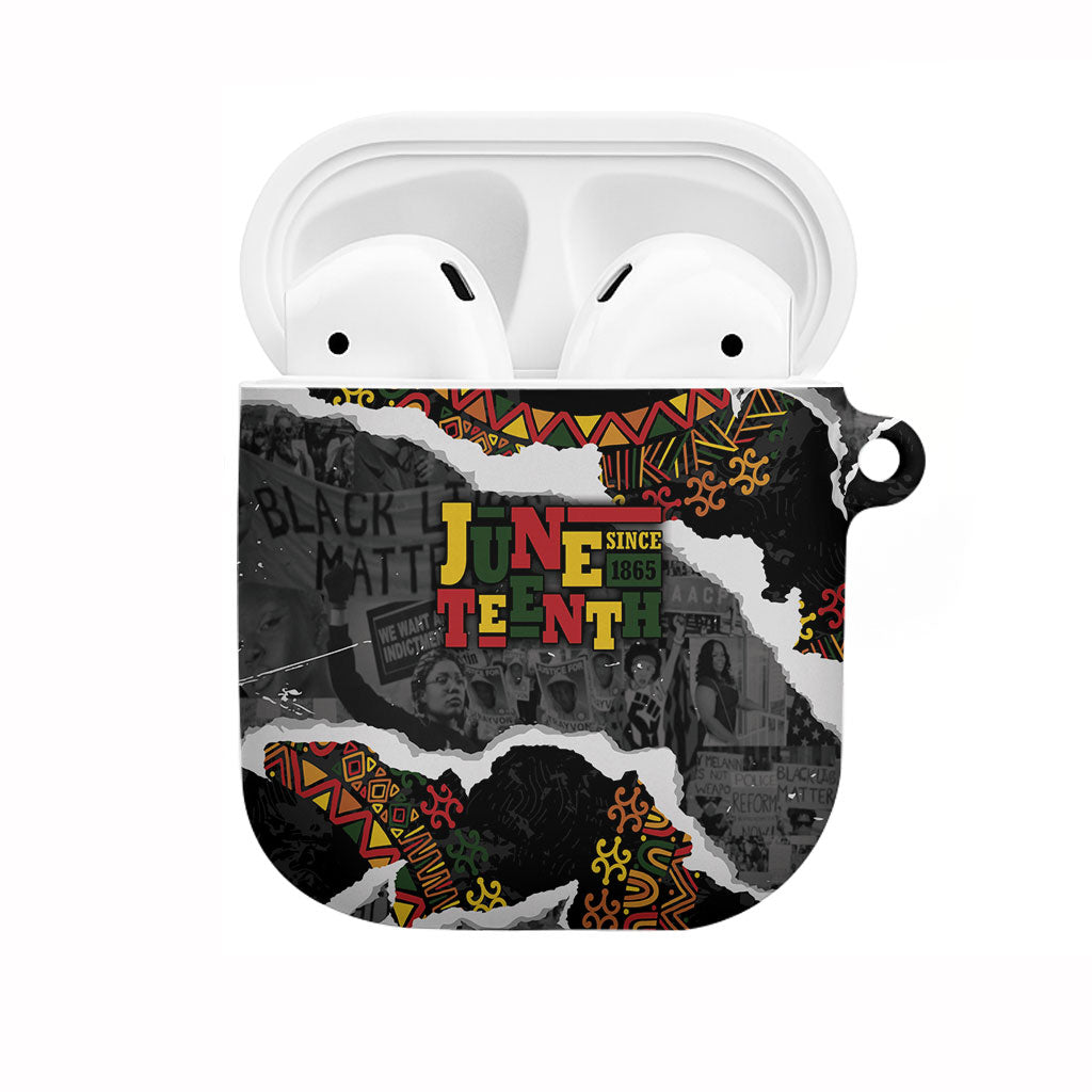 Juneteenth Freedom Day Grunge Ethnic Motif AirPods Case Black History