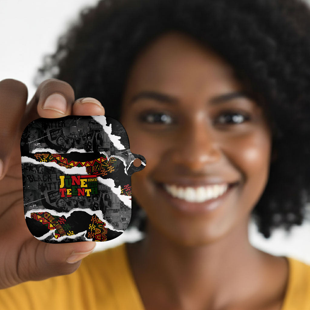 Juneteenth Freedom Day Grunge Ethnic Motif AirPods Case Black History