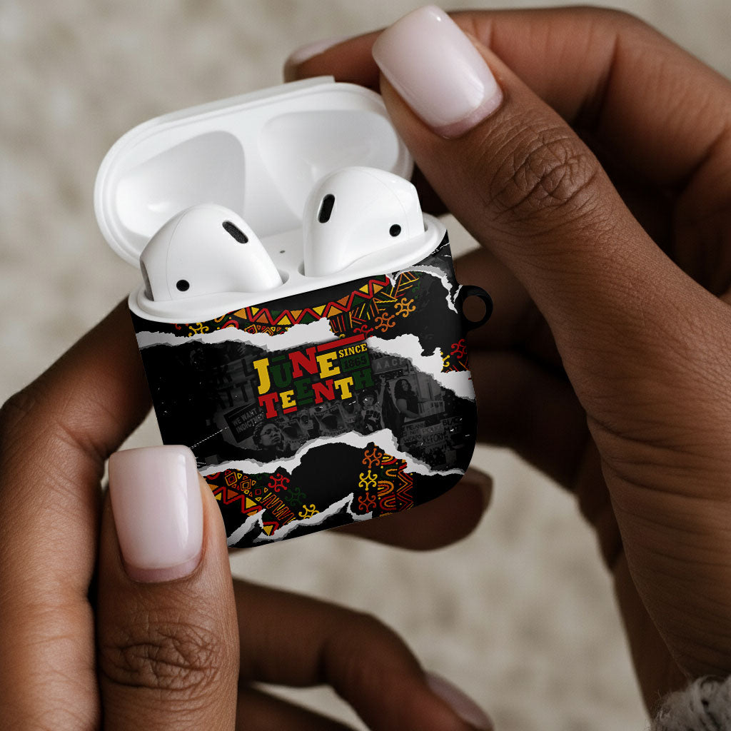 Juneteenth Freedom Day Grunge Ethnic Motif AirPods Case Black History