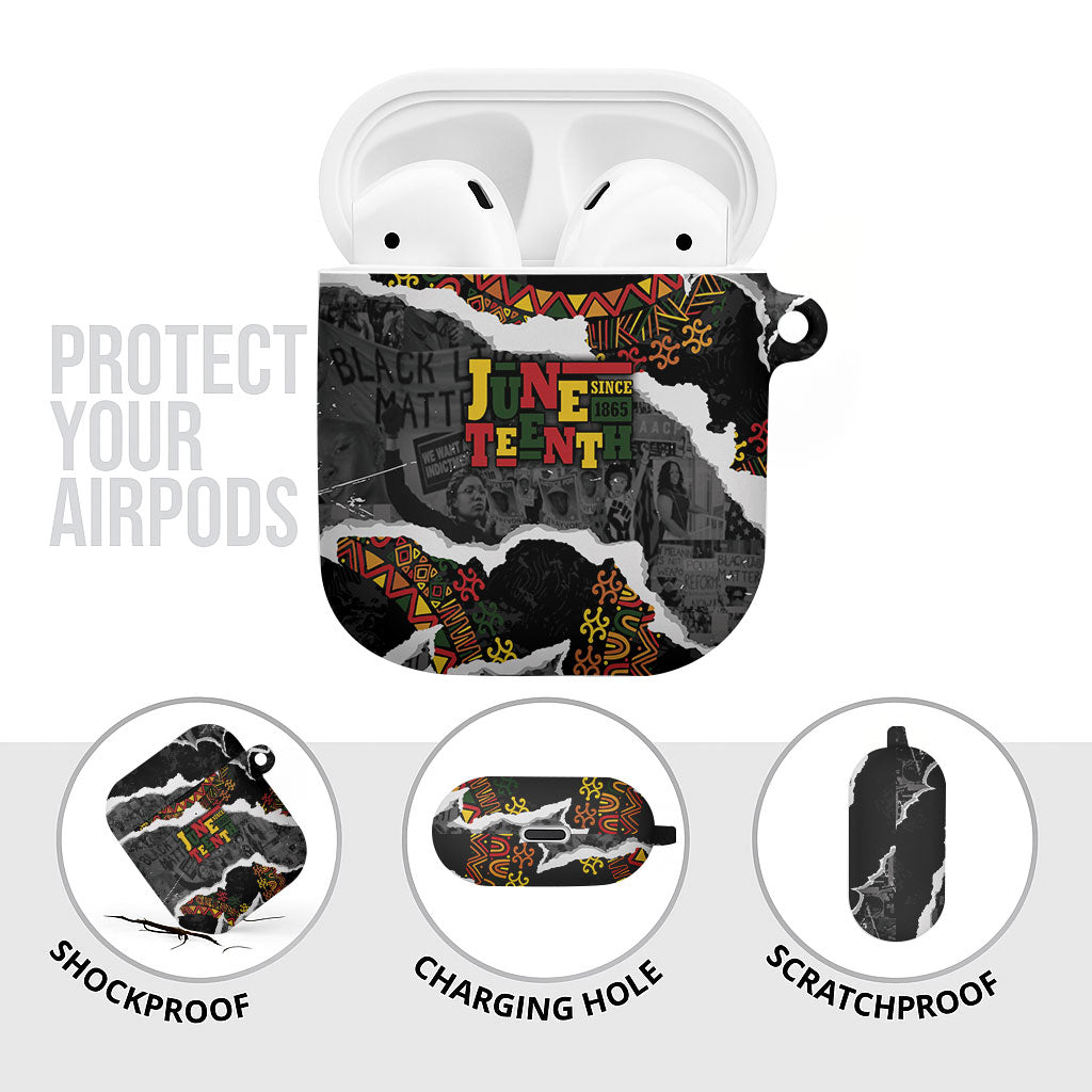Juneteenth Freedom Day Grunge Ethnic Motif AirPods Case Black History