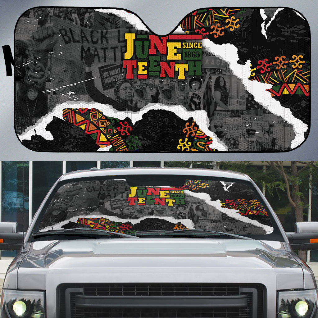 Juneteenth Freedom Day Grunge Ethnic Motif Auto Sun Shade Black History