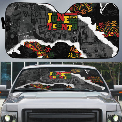 Juneteenth Freedom Day Grunge Ethnic Motif Auto Sun Shade Black History
