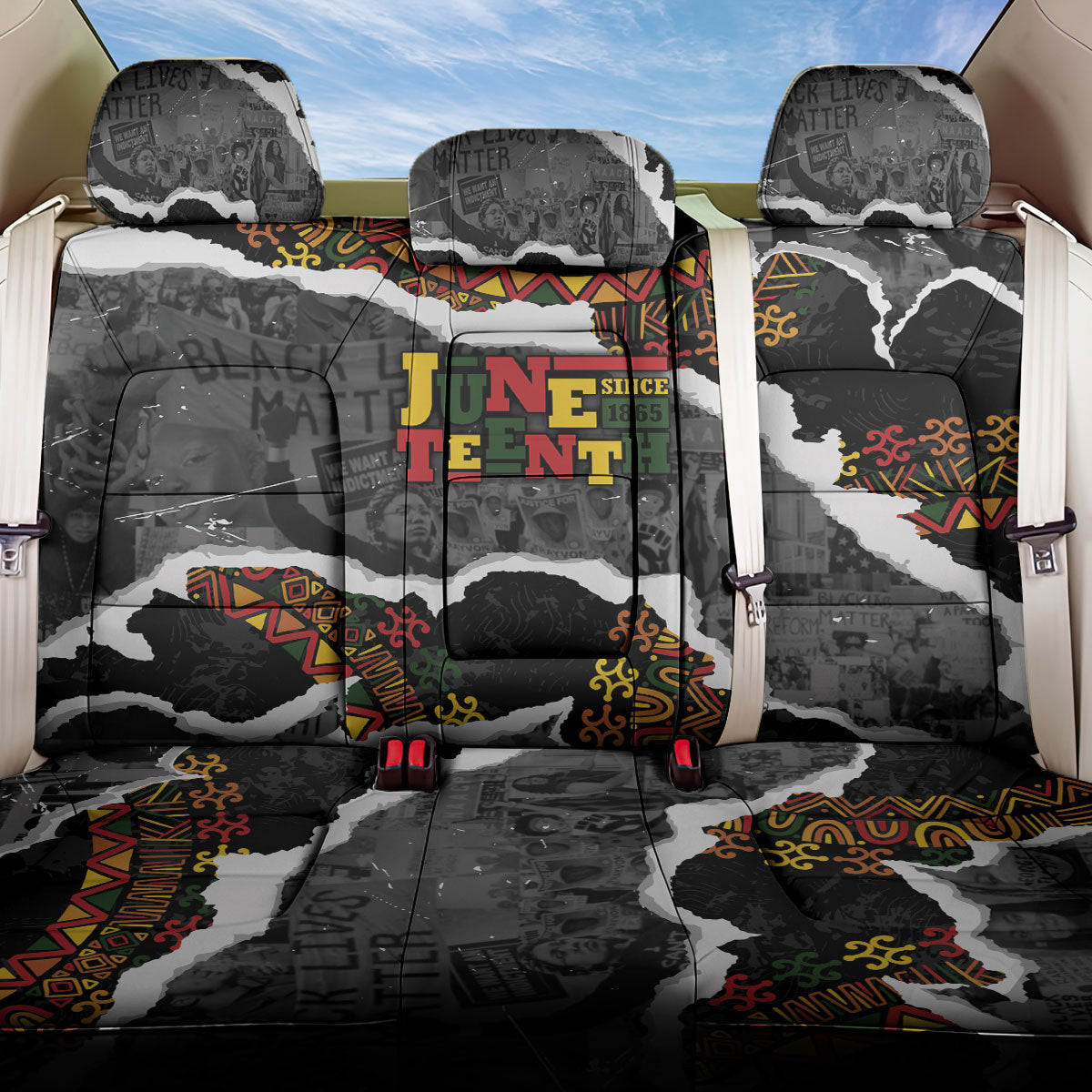 Juneteenth Freedom Day Grunge Ethnic Motif Back Car Seat Cover Black History