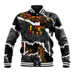 Juneteenth Freedom Day Personalized Grunge Ethnic Motif Baseball Jacket Black History