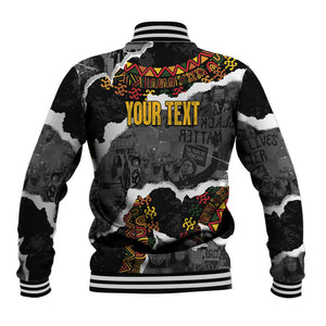Juneteenth Freedom Day Personalized Grunge Ethnic Motif Baseball Jacket Black History