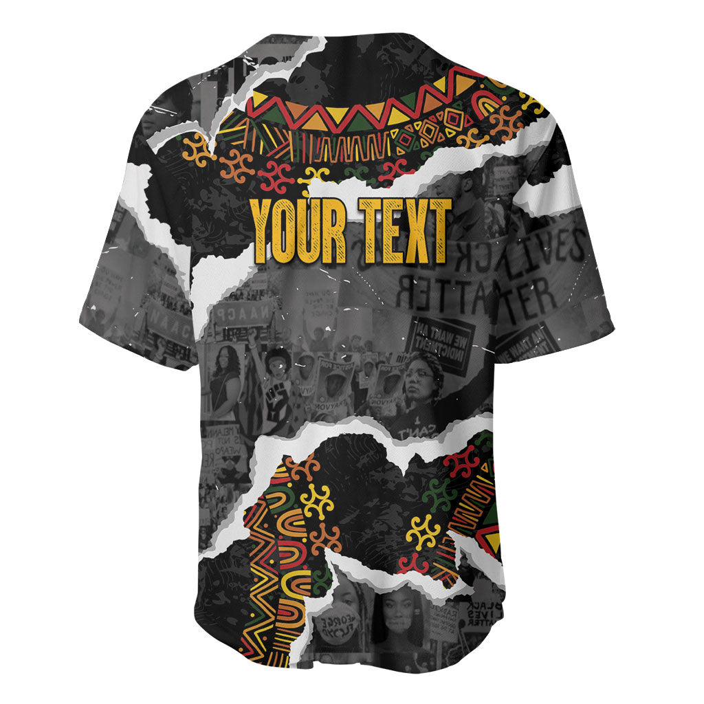 Juneteenth Freedom Day Personalized Grunge Ethnic Motif Baseball Jersey Black History