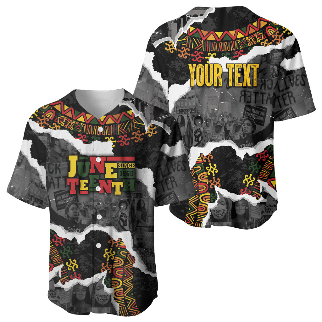 Juneteenth Freedom Day Personalized Grunge Ethnic Motif Baseball Jersey Black History