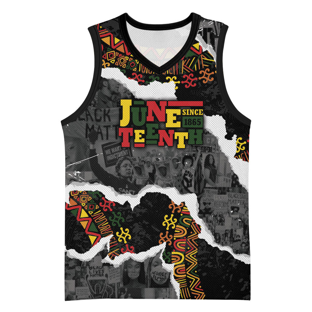 Juneteenth Freedom Day Personalized Grunge Ethnic Motif Basketball Jersey Black History