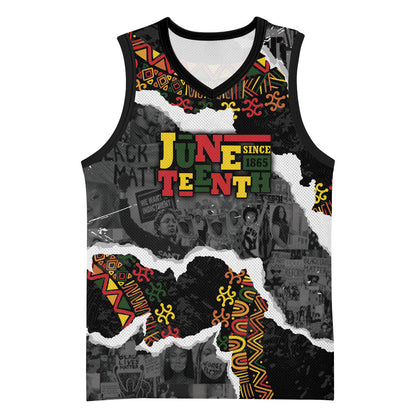 Juneteenth Freedom Day Personalized Grunge Ethnic Motif Basketball Jersey Black History