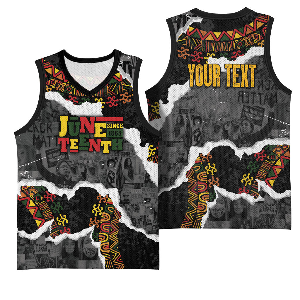 Juneteenth Freedom Day Personalized Grunge Ethnic Motif Basketball Jersey Black History