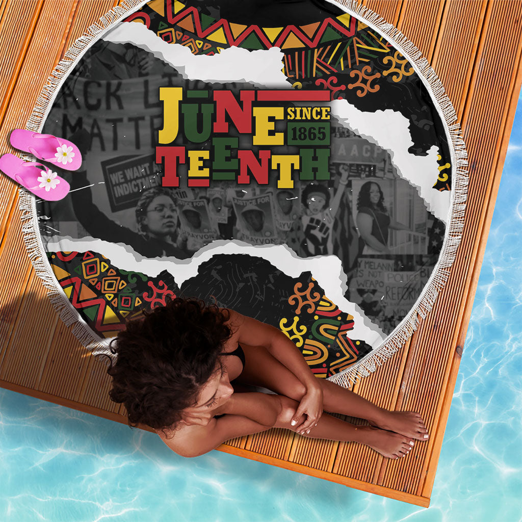 Juneteenth Freedom Day Grunge Ethnic Motif Beach Blanket Black History