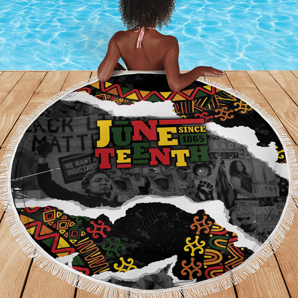 Juneteenth Freedom Day Grunge Ethnic Motif Beach Blanket Black History