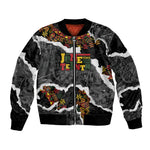 Juneteenth Freedom Day Personalized Grunge Ethnic Motif Bomber Jacket Black History