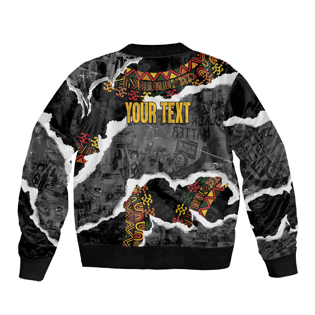 Juneteenth Freedom Day Personalized Grunge Ethnic Motif Bomber Jacket Black History
