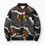 Juneteenth Freedom Day Personalized Grunge Ethnic Motif Bomber Puffer Jacket Black History