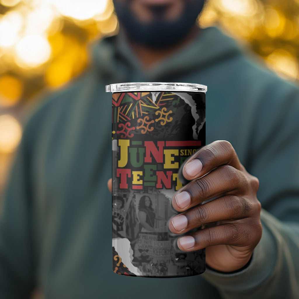 Juneteenth Freedom Day Personalized Grunge Ethnic Motif 4 in 1 Can Cooler Tumbler Black History