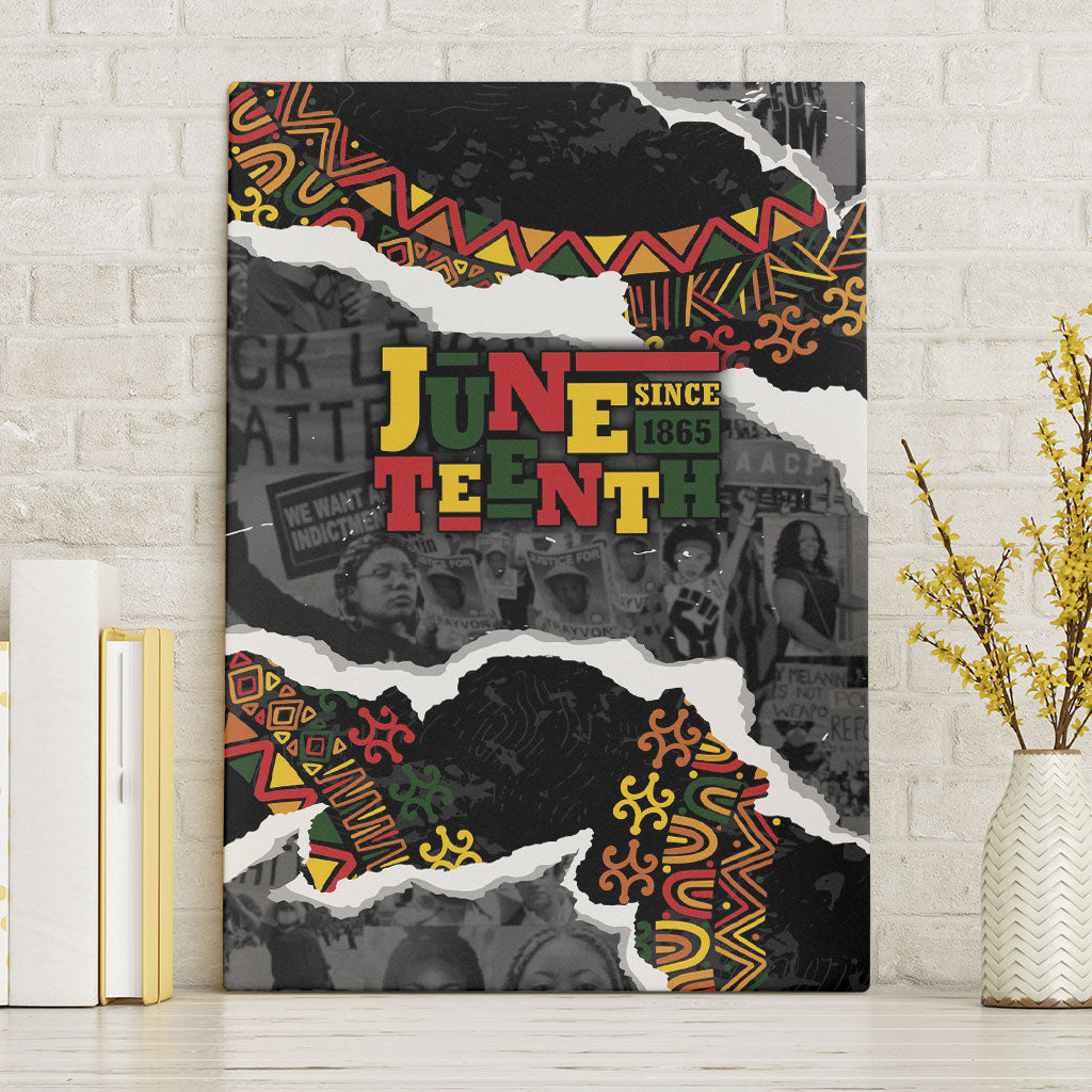 Juneteenth Freedom Day Grunge Ethnic Motif Canvas Wall Art Black History