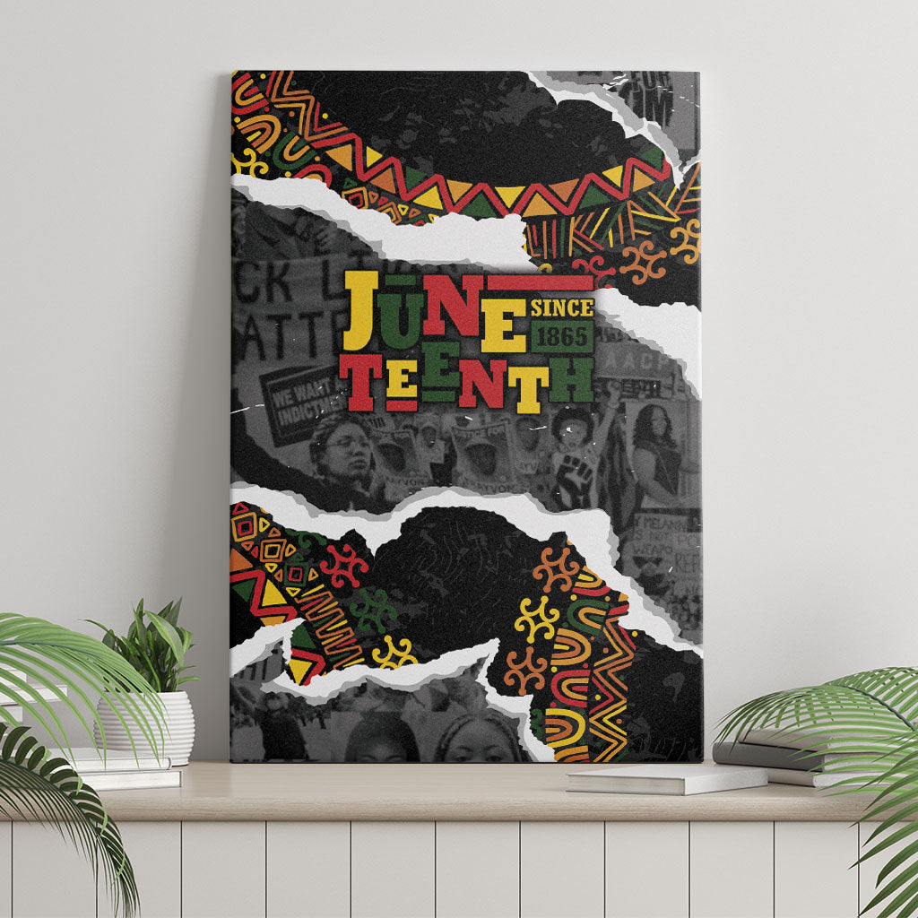 Juneteenth Freedom Day Grunge Ethnic Motif Canvas Wall Art Black History