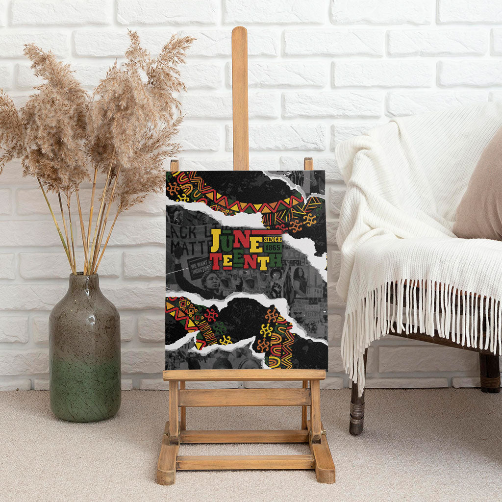 Juneteenth Freedom Day Grunge Ethnic Motif Canvas Wall Art Black History