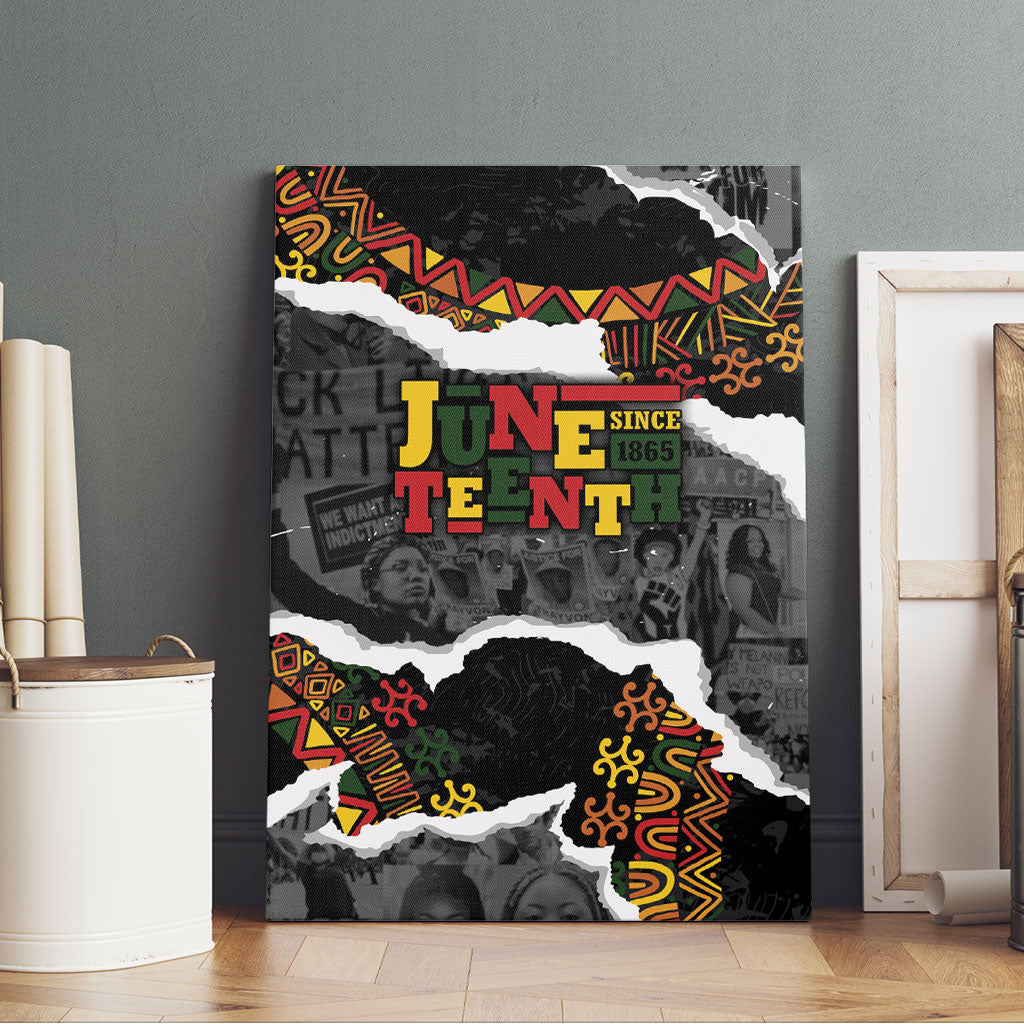 Juneteenth Freedom Day Grunge Ethnic Motif Canvas Wall Art Black History