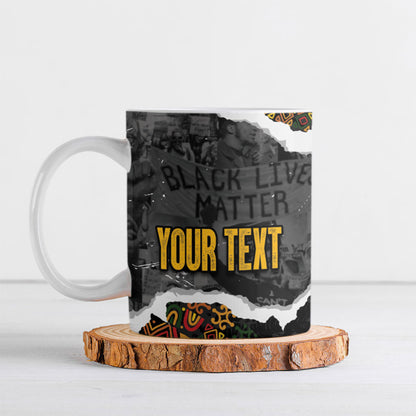 Juneteenth Freedom Day Personalized Grunge Ethnic Motif Ceramic Mug Black History