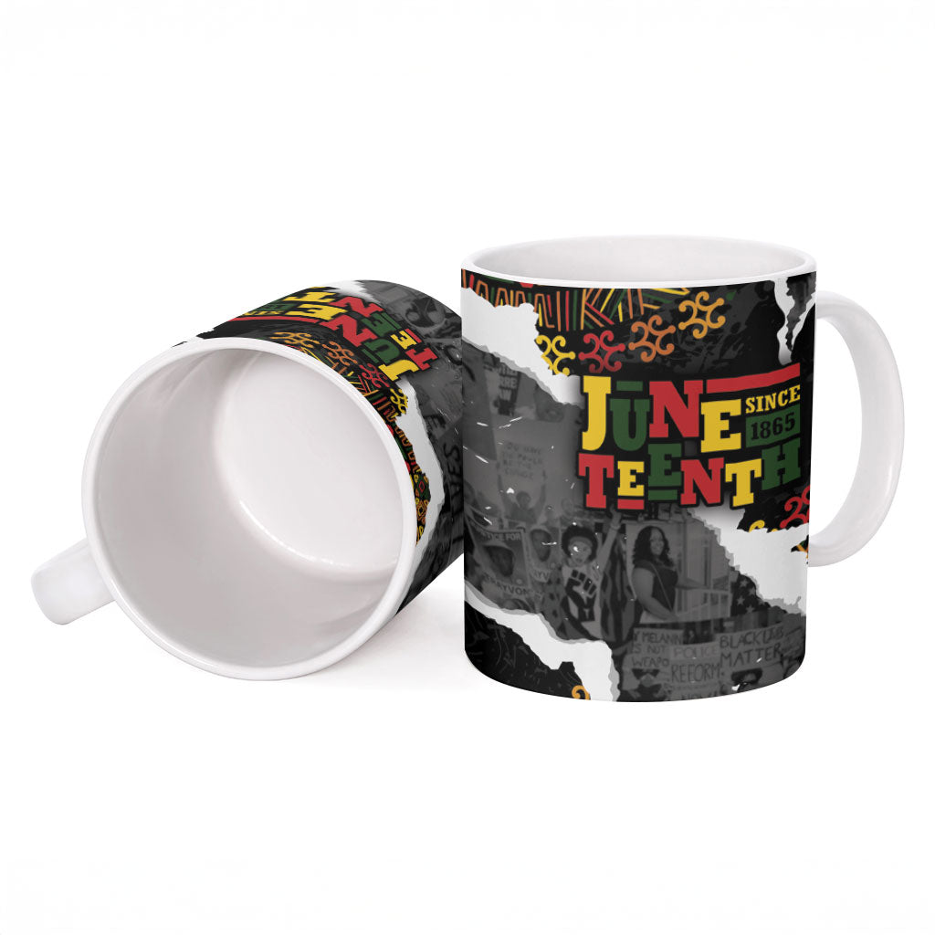 Juneteenth Freedom Day Personalized Grunge Ethnic Motif Ceramic Mug Black History