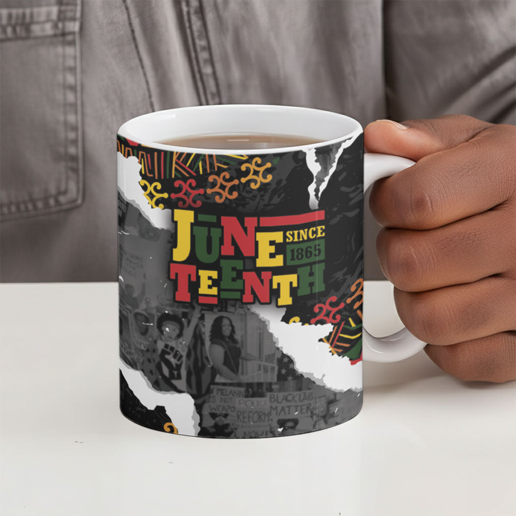Juneteenth Freedom Day Personalized Grunge Ethnic Motif Ceramic Mug Black History