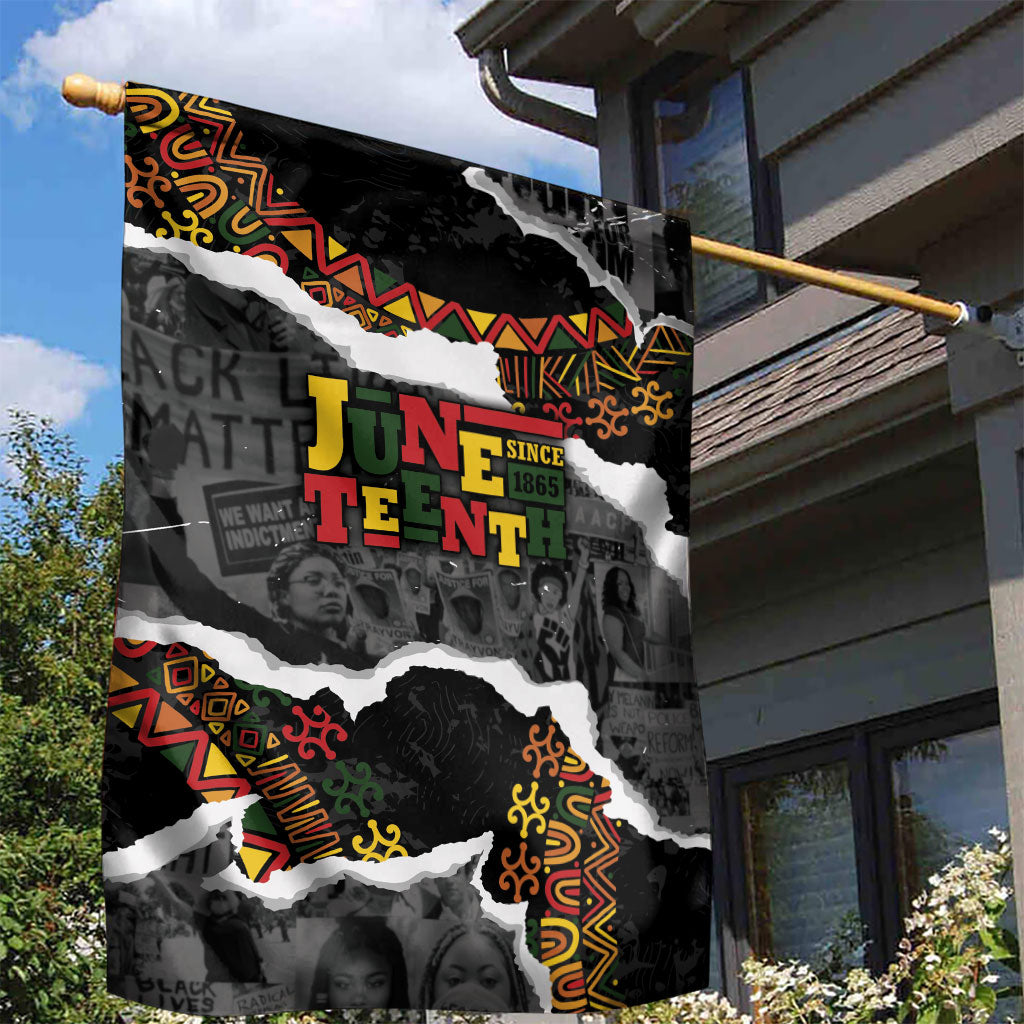 Juneteenth Freedom Day Grunge Ethnic Motif Garden Flag Black History