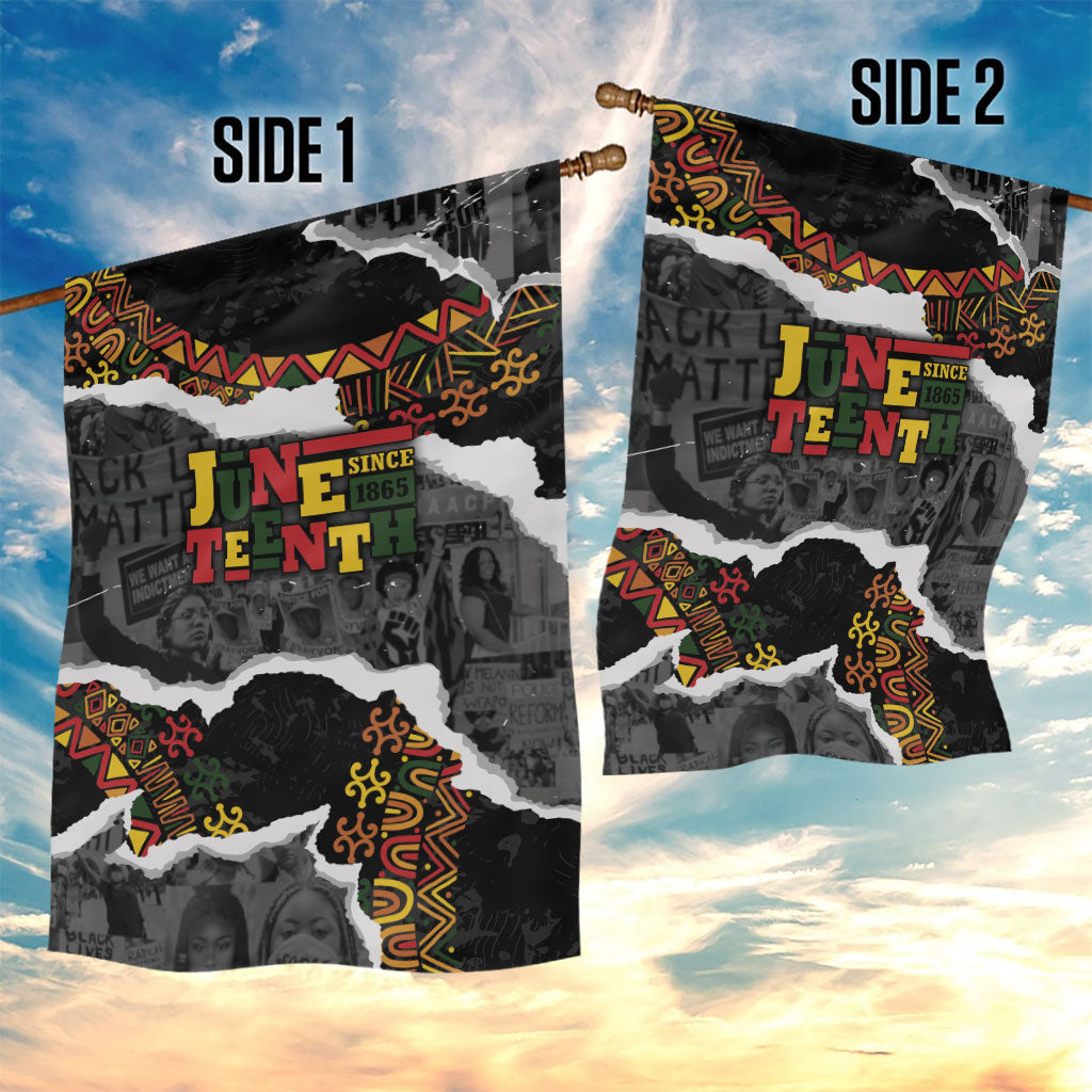 Juneteenth Freedom Day Grunge Ethnic Motif Garden Flag Black History