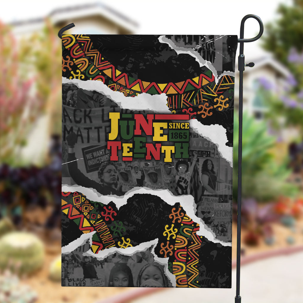 Juneteenth Freedom Day Grunge Ethnic Motif Garden Flag Black History