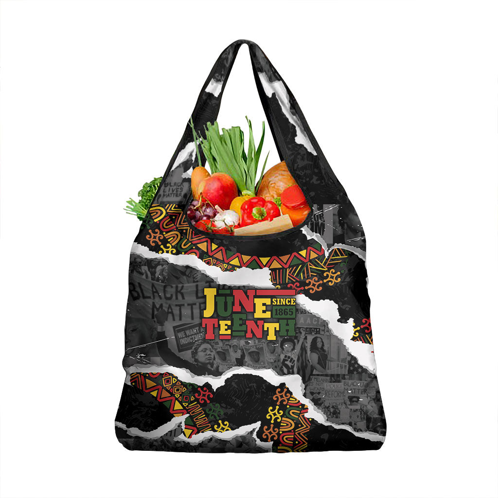 Juneteenth Freedom Day Grunge Ethnic Motif Grocery Bag Black History
