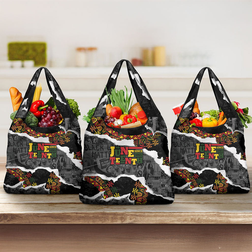Juneteenth Freedom Day Grunge Ethnic Motif Grocery Bag Black History