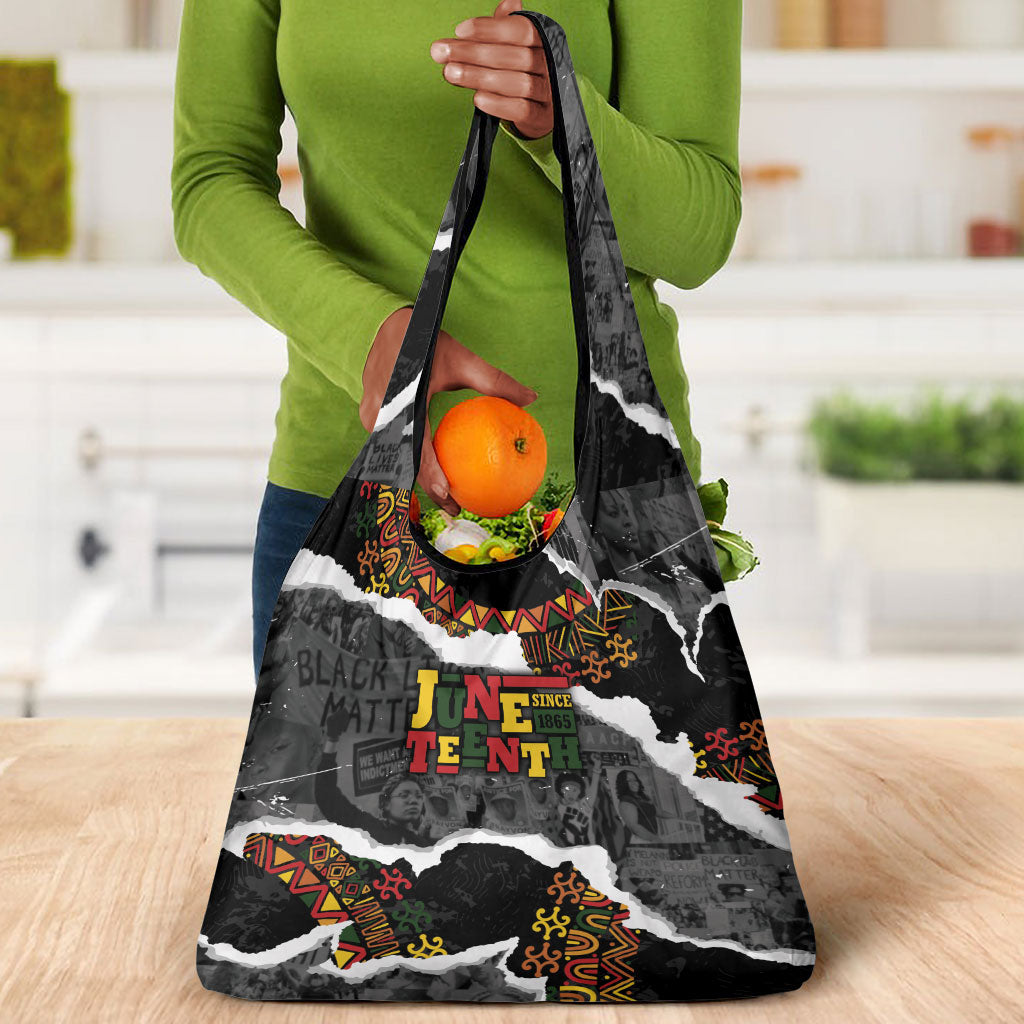 Juneteenth Freedom Day Grunge Ethnic Motif Grocery Bag Black History