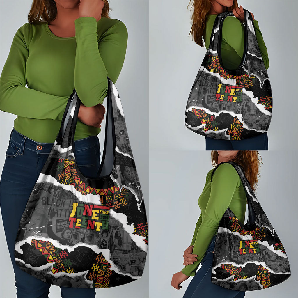Juneteenth Freedom Day Grunge Ethnic Motif Grocery Bag Black History