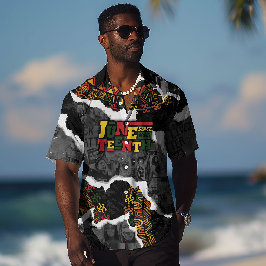 Juneteenth Freedom Day Personalized Grunge Ethnic Motif Hawaiian Shirt Black History