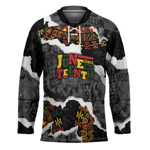 Juneteenth Freedom Day Personalized Grunge Ethnic Motif Hockey Jersey Black History