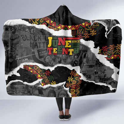 Juneteenth Freedom Day Grunge Ethnic Motif Hooded Blanket Black History